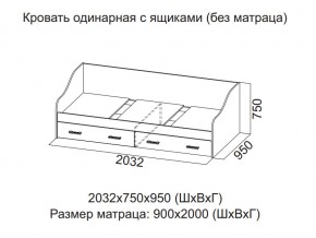 Кровать одинарная с ящиками (Без матраца 0,9*2,0) в Верхней Пышме - verhnyaya-pyshma.магазин96.com | фото